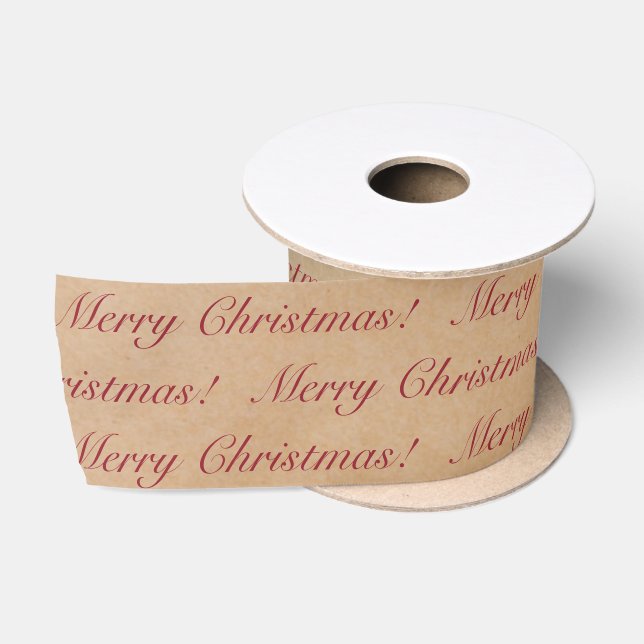 Elegant Kraft Paper Merry Christmas Calligraphy Sa Satin Ribbon (Spool)