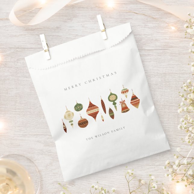 ELEGANT KRAFT RED GREEN STAR CHIRSTMAS ORNAMENTS FAVOUR BAG (Clipped)