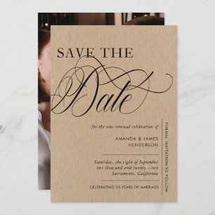 Elegant Kraft Texture Photo Vow Renewal Save The Date