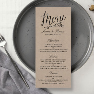 Elegant Kraft Wedding Menu Templates