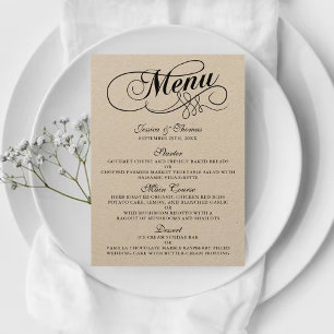 Elegant Kraft Wedding Menu Templates