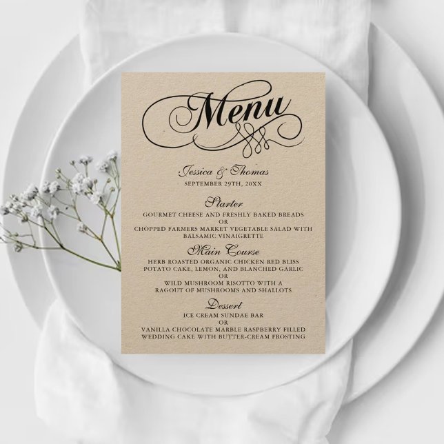 Elegant Kraft Wedding Menu Templates (Creator Uploaded)
