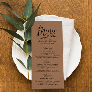 Elegant Kraft Wedding Menu Templates