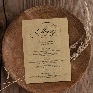 Elegant Kraft Wedding Menu Templates
