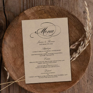 Elegant Kraft Wedding Menu Templates