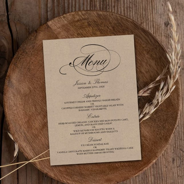 Elegant Kraft Wedding Menu Templates (Creator Uploaded)