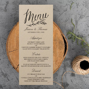 Elegant Kraft Wedding Menu Templates