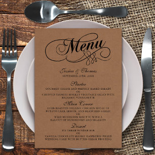 Elegant Kraft Wedding Menu Templates
