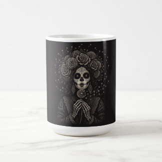 Elegant La Catrina Floral Skeleton Art Coffee Mug