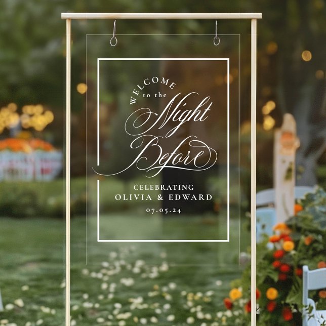 Élégant La Nuit Avant Le Dîner De Répétition (The Night Before Rehearsal Dinner Welcome Sign Acrylic)