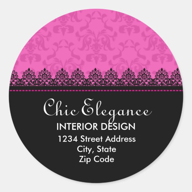 Elegant Lace and Damask Return Address Stickers (Front)