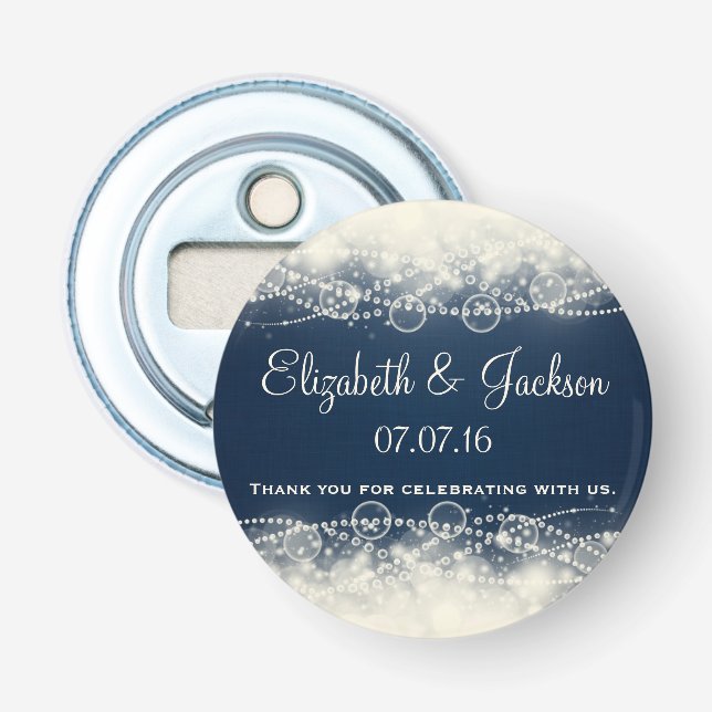 Elegant Lace and Pearls Wedding Favour Bottle Opener (Front)