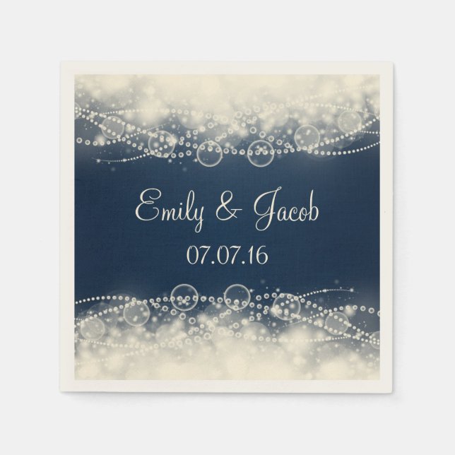 Elegant Lace and Pearls Wedding Napkin (Front)