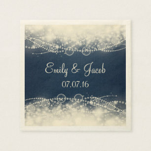 Elegant Lace and Pearls Wedding Napkin