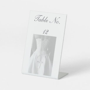 Elegant Lace Bridal Script Wedding Table Number  Pedestal Sign