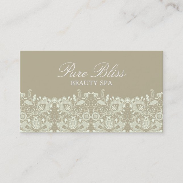 Elegant Lace Brown Business Card (Front)