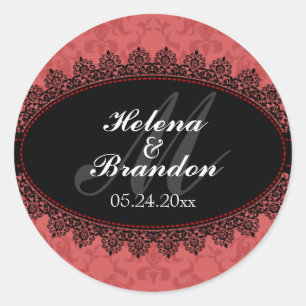 Elegant Lace & Damask Monogram Wedding Seals