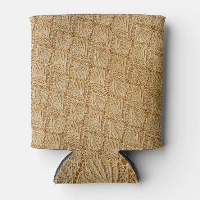 Elegant lace fabric: textured patterns. can cooler (Front)