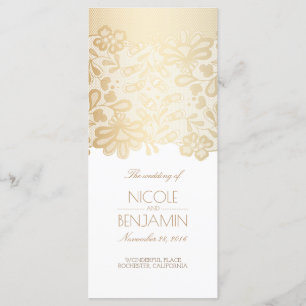 Elegant Lace Gold and White Wedding Programs