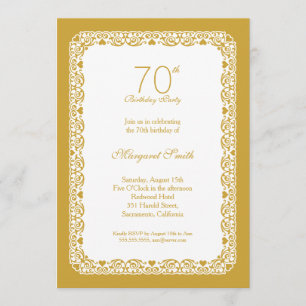 Elegant lace golden 70th birthday party Invitation