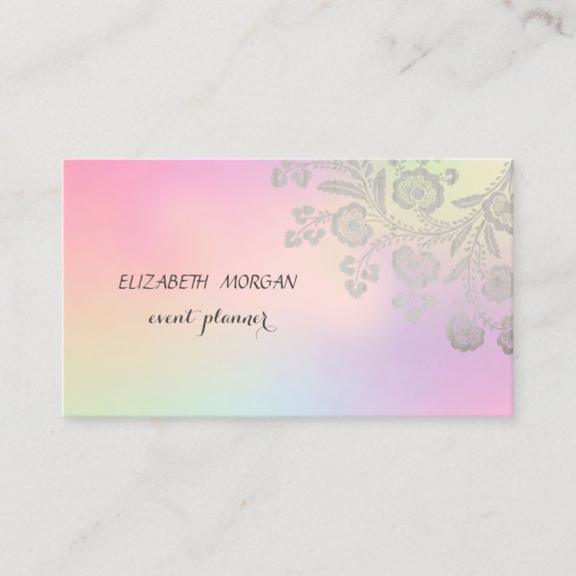 Elegant Lace Holographic Business Card (Front)