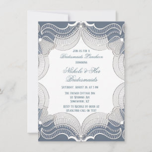 Elegant Lace On Blue Wedding Bachelorette Party Invitation
