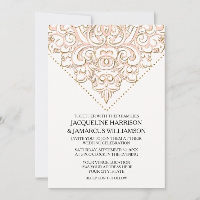 Elegant Lace Scroll Swirl Modern Simple Wedding Invitation (Front)