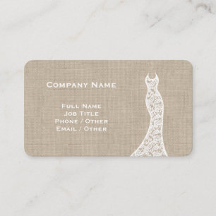 Elegant Lace Wedding Dress burlap Business Card