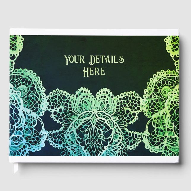 Elegant Lace Wedding Invitation Guest Book (Front)