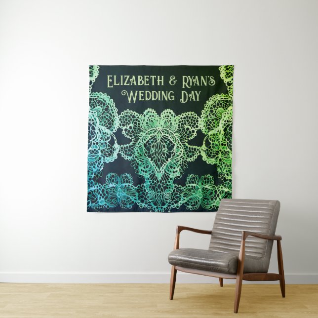 Elegant Lace Wedding Invitation Tapestry (In Situ)