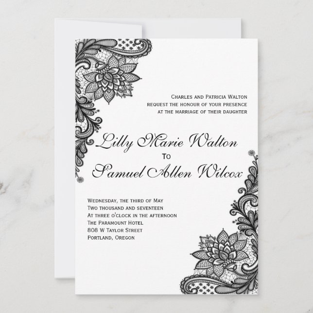 Elegant Lace Wedding Invitations (Front)