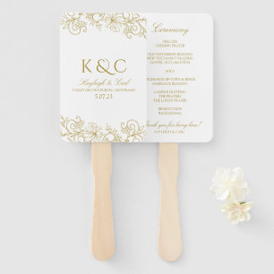 Elegant Lace Wedding Program Fans   Vintage (Gold)