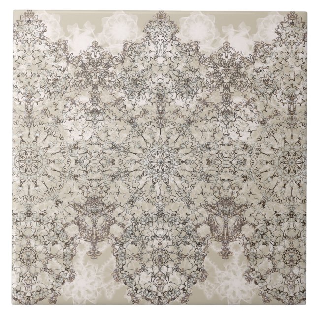 Elegant laced  golden white pattern tile (Front)