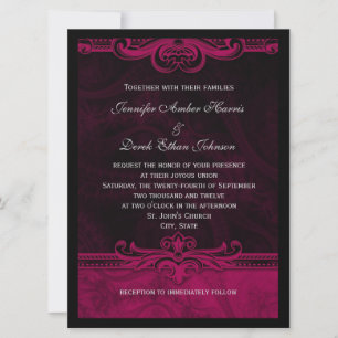 Elegant Lacey Black and Pink Wedding Invites