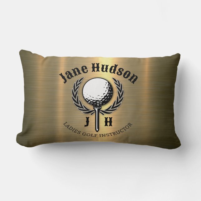 Elegant Ladies Golf Monogram Design Lumbar Pillow (Front)