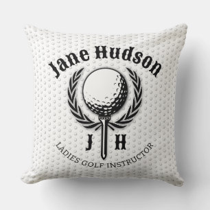 Elegant Ladies Golf Monogram Design Throw Pillow