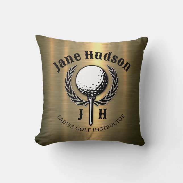 Elegant Ladies Golf Monogram Design Throw Pillow (Front)
