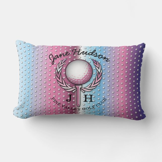 Elegant Ladies Monogram Golf Design Lumbar Pillow (Front)