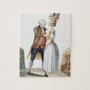 Elegant Lady at a Fitting with her Tailor, plate f Jigsaw Puzzle