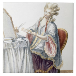 Elegant Lady at her Dressing Table, plate from 'Ga Tile