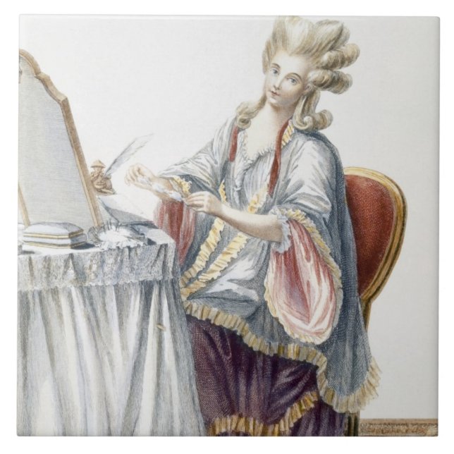 Elegant Lady at her Dressing Table, plate from 'Ga Tile (Front)