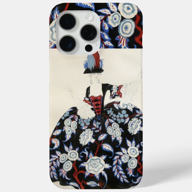 ELEGANT LADY FLORAL DRESS WITH BLACK WHITE FLOWERS Case-Mate iPhone CASE (Back)