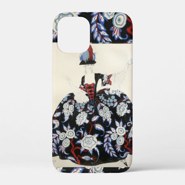 ELEGANT LADY FLORAL DRESS WITH BLACK WHITE FLOWERS Case-Mate iPhone CASE (Back)