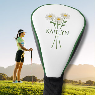 Elegant Lady Golfer Faux Embroidery Floral  Golf Head Cover