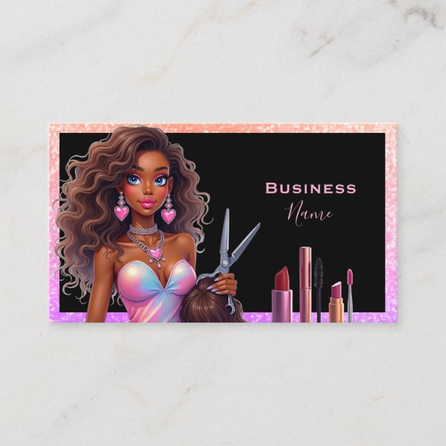 Elegant Lady Hair Makeup Business  Business Card (Front)