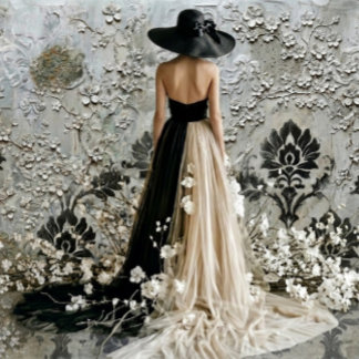 Elegant Lady in Black and White – Decoupage Paper