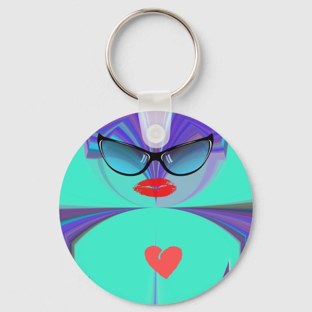 Elegant Lady Portrait: A Colorful Artwork Keychain (Front)