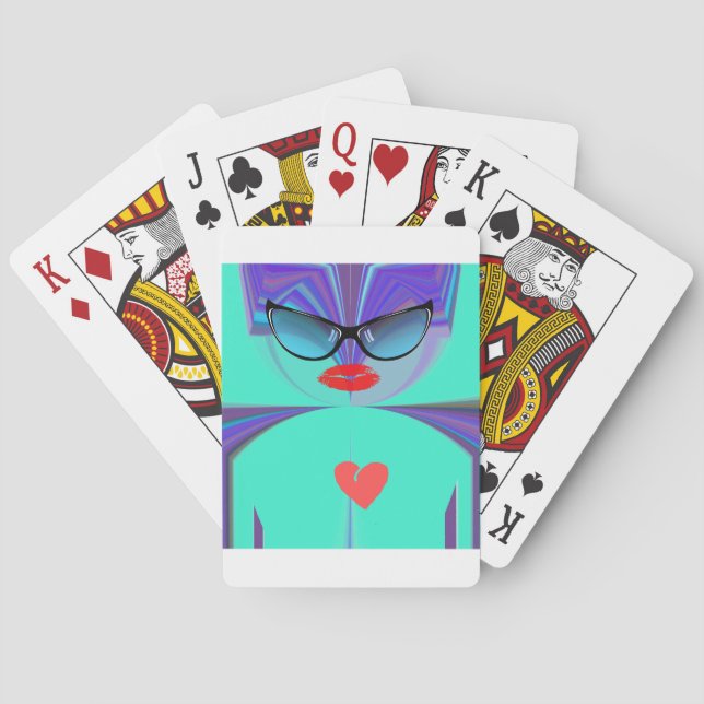 Elegant Lady Portrait: A Colourful Artwork Playing Cards (Back)