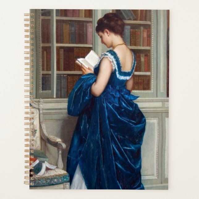 Elegant Lady Reading in a Library – Classic  Planner (Front)