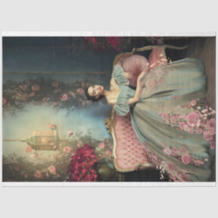 Elegant Lady sitting, Shabby Chic & Floral Art Tissue Paper